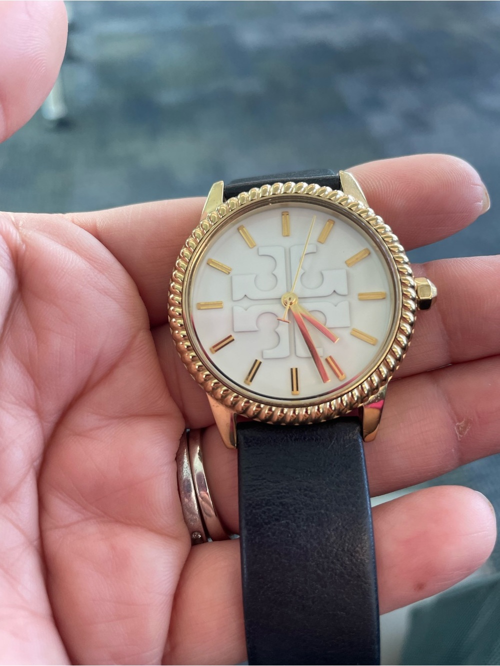 Tory Burch Gold-Tone Women's Leather Strap Watch - White Dial
